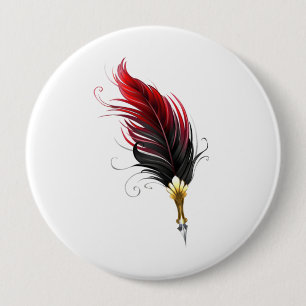 Badge Rond 10 Cm Stylo rouge en plumes avec nib or