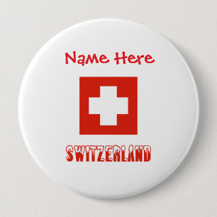 Badge Rond 10 Cm Suisse Suisse Drapeau Rouge Personnalisation