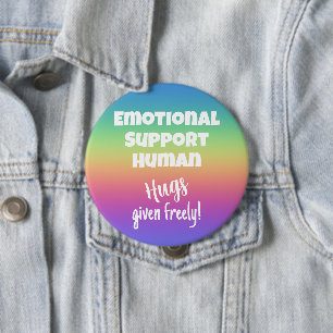 Badge Rond 10 Cm Support émotionnel Hugs humains Rainbow Button Arc