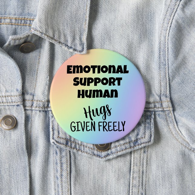 Badge Rond 10 Cm Support émotionnel Hugs humains Rainbow Button Arc (En situation)
