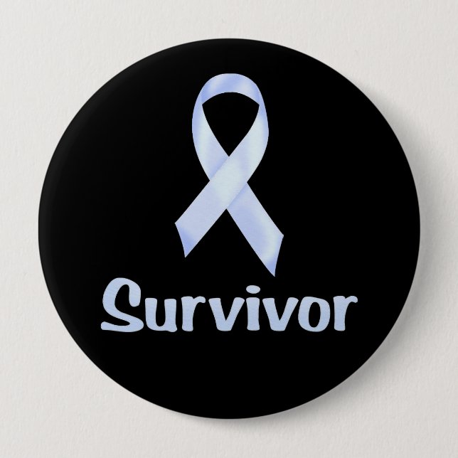 Badge Rond 10 Cm Survivant de Cancer bleu-clair (Devant)