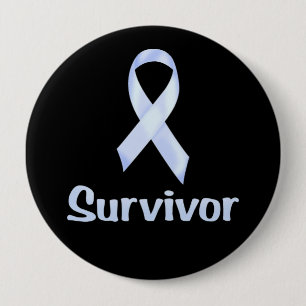 Badge Rond 10 Cm Survivant de Cancer bleu-clair