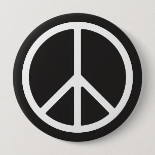 Badge Rond 10 Cm Symbole de la paix blanche