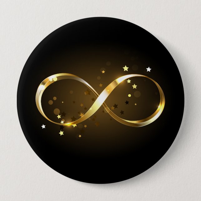 Badge Rond 10 Cm Symbole d'infini doré (Devant)