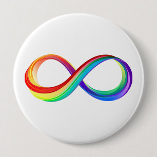 Badge Rond 10 Cm Symbole d'infinité arc-en-ciel stratifié