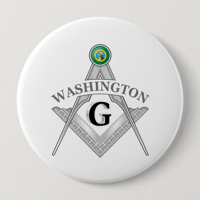 Badge Rond 10 Cm Symbole franc-maçonnerie de l'État de Washington (Devant)