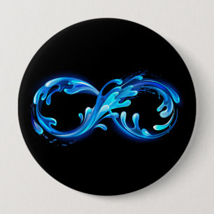 Badge Rond 10 Cm Symbole Infini d'Eau Claire et Froide