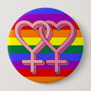 Badge Rond 10 Cm Symbole lesbien PInk Bouton d'égalité LGBT