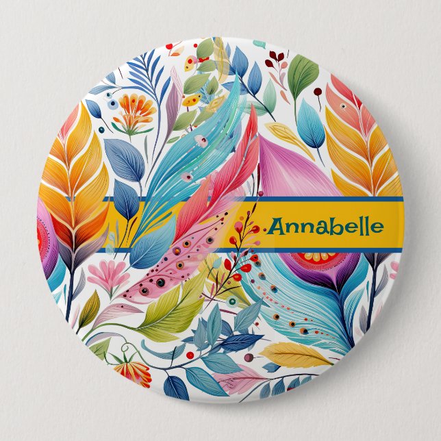 Badge Rond 10 Cm "Symphonie Florale de Fleurs Fantaisistes" (Devant)