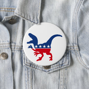 Badge Rond 10 Cm T-Rex patriotique anti-politique