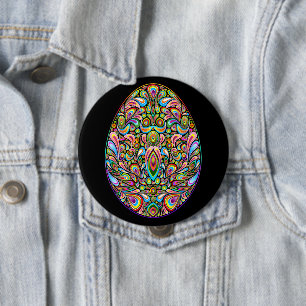 Badge Rond 10 Cm T-Shirt Bio pour Enfants Motif Psychédélique Œuf d
