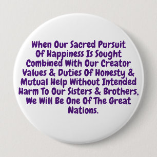 Badge Rond 10 Cm T-Shirt Rappel Court Pour Vivre Nos Valeurs Sacré