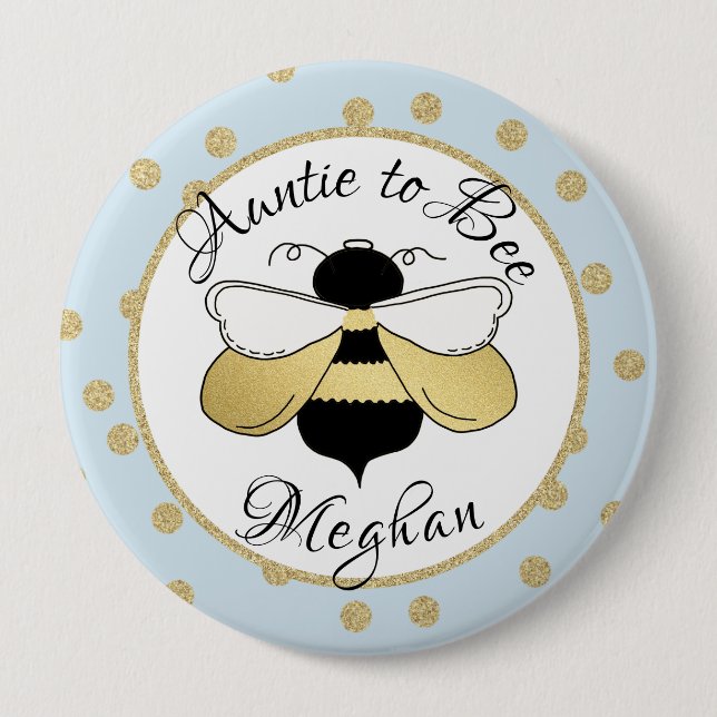 Badge Rond 10 Cm Tante d'Abee Gold Confetti (Devant)