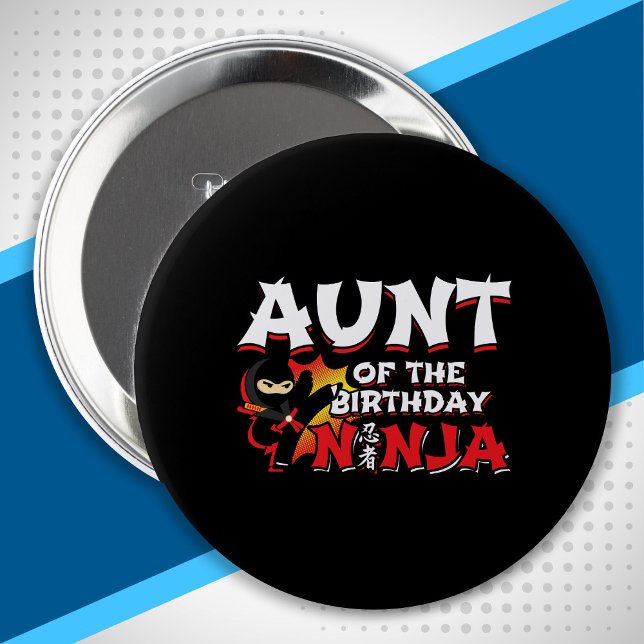 Badge Rond 10 Cm Tante de l'anniversaire Ninja - Ninja fête d'anniv (Créateur téléchargé)