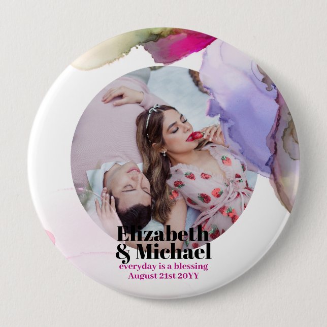 Badge Rond 10 Cm Tendance Aquarelle photo cadeau Moody (Devant)