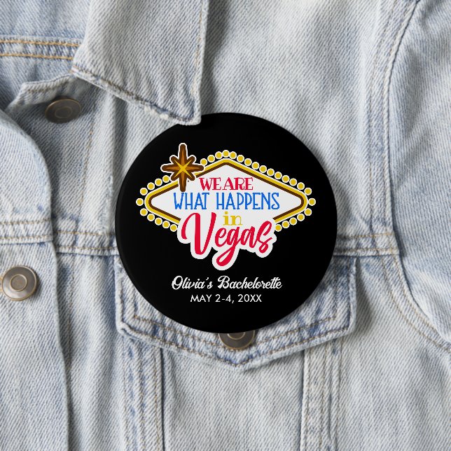 Badge Rond 10 Cm Tenue de débauche à Las Vegas Bouton personnalisé (En situation)