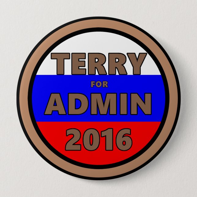 Badge Rond 10 Cm Terry pour le bouton d'Admin 2016 (Devant)