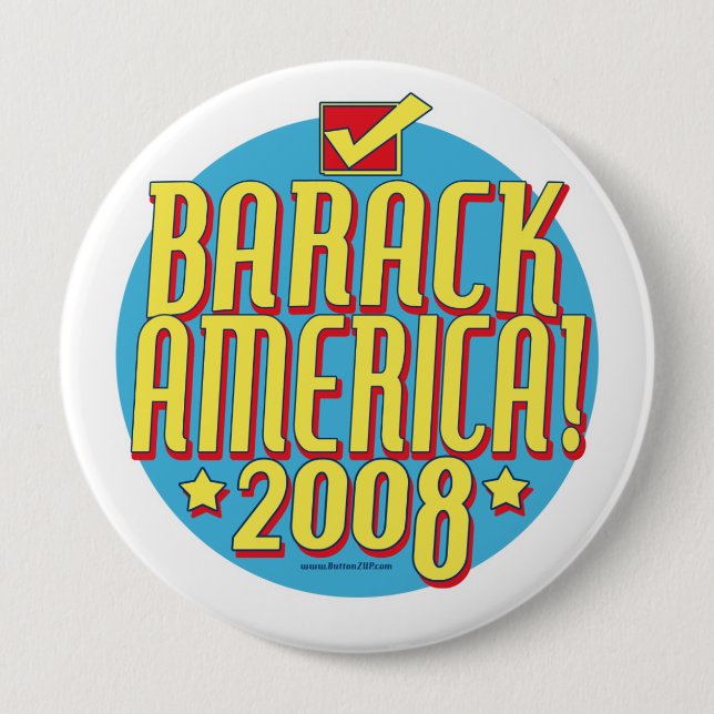 Badge Rond 10 Cm Texte de Barack Amérique (Devant)