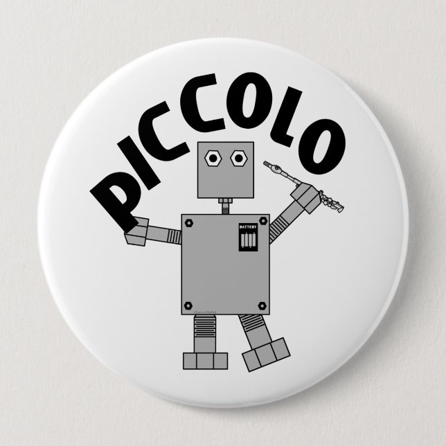 Badge Rond 10 Cm Texte du robot Piccolo (Devant)