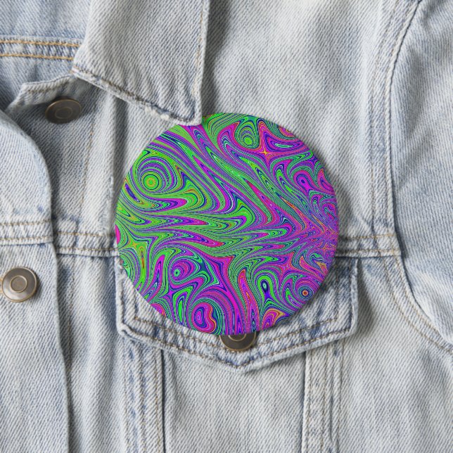 Badge Rond 10 Cm textures psychodeliques (En situation)