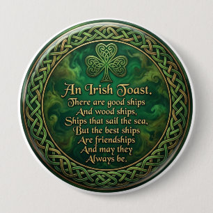 Badge Rond 10 Cm Toast Irlandais, Épingle Noeud Celtique, Cadeau d'