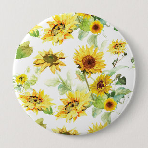 Badge Rond 10 Cm Tournesol aquarelle