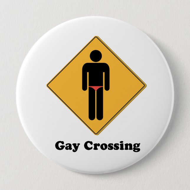 Badge Rond 10 Cm Traversée Gay (Devant)
