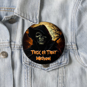 Badge Rond 10 Cm Tricoter ou traiter déplaisant Grim