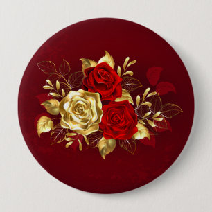 Badge Rond 10 Cm Trois Roses de bijoux