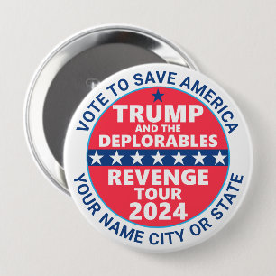 Badge Rond 10 Cm Trump 2024 Revenge Tour Deplorables Campagne