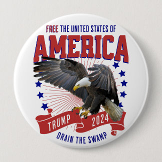 Badge Rond 10 Cm Trump MAGA Eagle Freedom