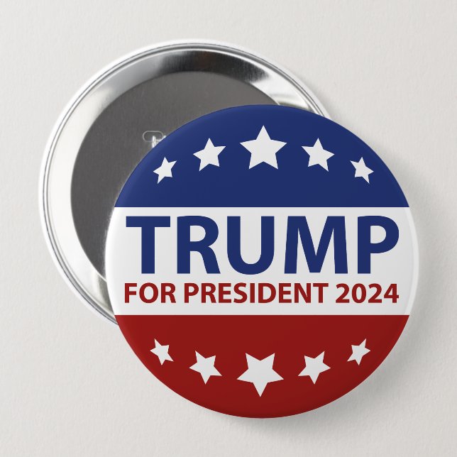 Badge Rond 10 Cm Trump pour le président 2024 (Devant & derrière)