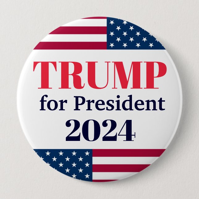 Badge Rond 10 Cm TRUMP pour président 2024-American Flag Button (Devant)