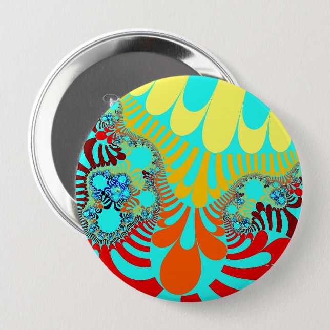 Badge Rond 10 Cm Turquoise arc-en-ciel (Devant & derrière)