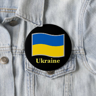 Badge Rond 10 Cm Ukraine flag waving