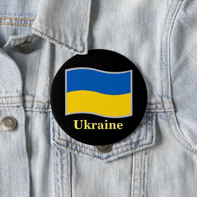 Badge Rond 10 Cm Ukraine flag waving (En situation)