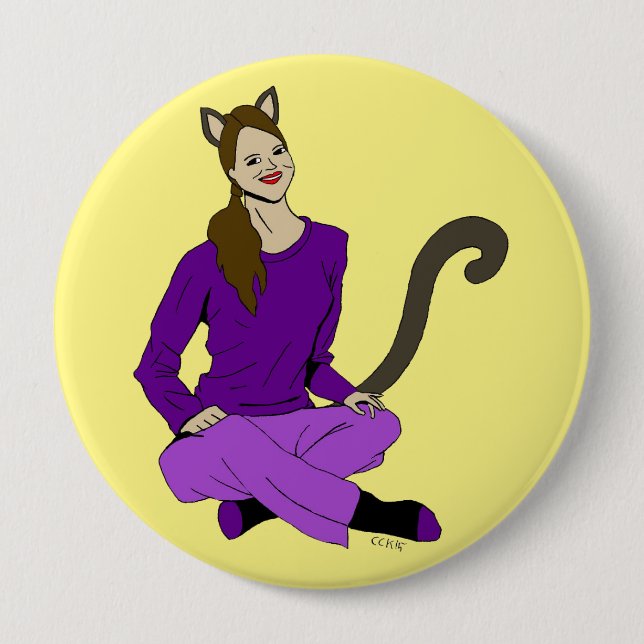 Badge Rond 10 Cm un catgirl (Devant)