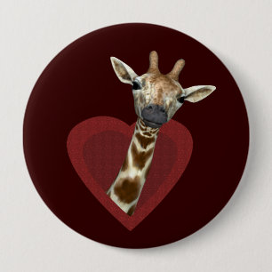 Badge Rond 10 Cm Un Coeur Amoureux Pour Les Giraffes