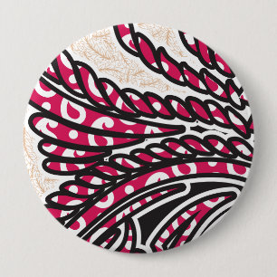 Badge Rond 10 Cm Un design cachemire décoratif avec rouge vif et ép