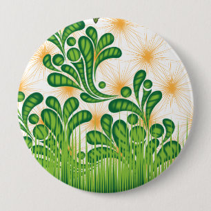Badge Rond 10 Cm Un motif artistique vert et or représentant un arb