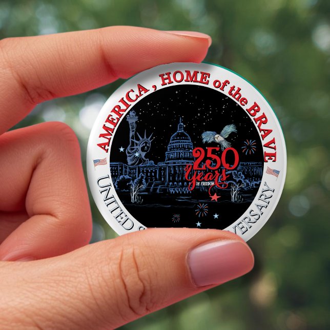 Badge Rond 10 Cm US 250 America Home of the Brave | Landmarks (US 250 America Home of the Brave  Landmarks Button)