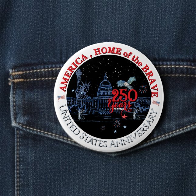 Badge Rond 10 Cm US 250 America Home of the Brave | Landmarks (US 250 America Home of the Brave | Landmarks Button)