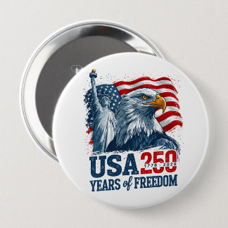 Badge Rond 10 Cm USA 250 America's Semiquincentenl Liberty & Eagle