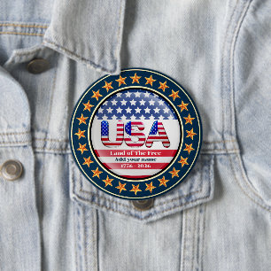 Badge Rond 10 Cm USA 250e anniversaire I Patriotique 1776-2026