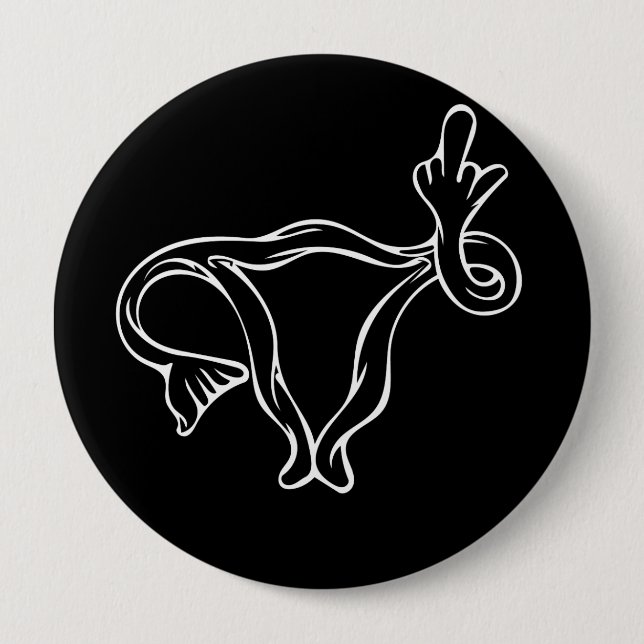 Badge Rond 10 Cm Uterus à doigt moyen Pro-choix (Devant)