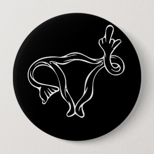 Badge Rond 10 Cm Uterus à doigt moyen Pro-choix