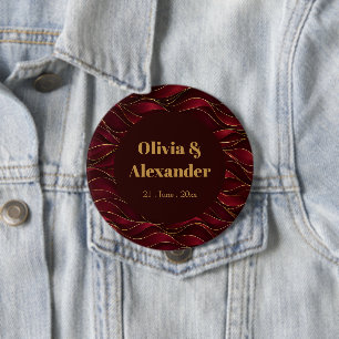 Badge Rond 10 Cm Vagues de marbre rouge burgundy élégantes avec acc