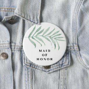 Badge Rond 10 Cm Verdure douce Aquarelle Mariage Maid of Honor