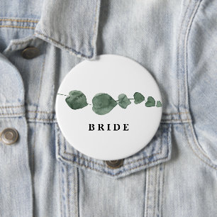 Badge Rond 10 Cm Verdure fraîche Aquarelle moderne Mariée