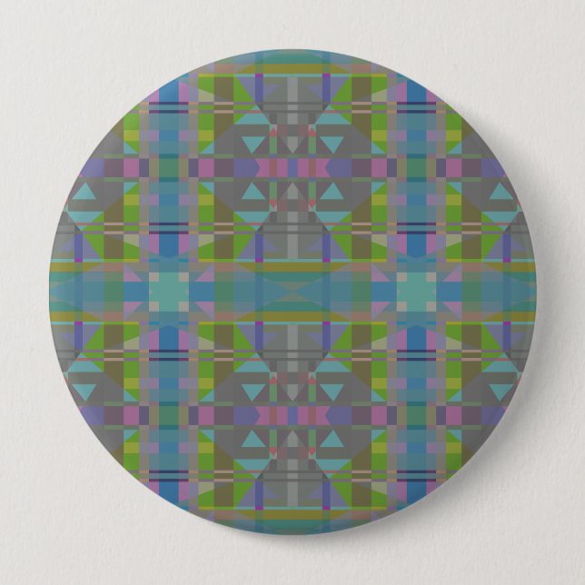 Badge Rond 10 Cm Vert bleu violet géométrique (Devant)